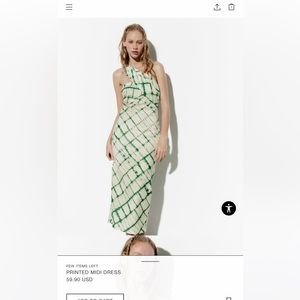 Zara Worn Once Printed Midi Dress One Shoulder